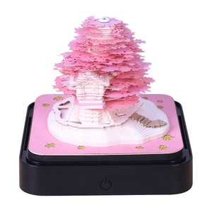 3D日历Dropshipping可用定制备忘录记事本粉色树屋樱花树设计日历3D便签3D日历 - Product Image 2