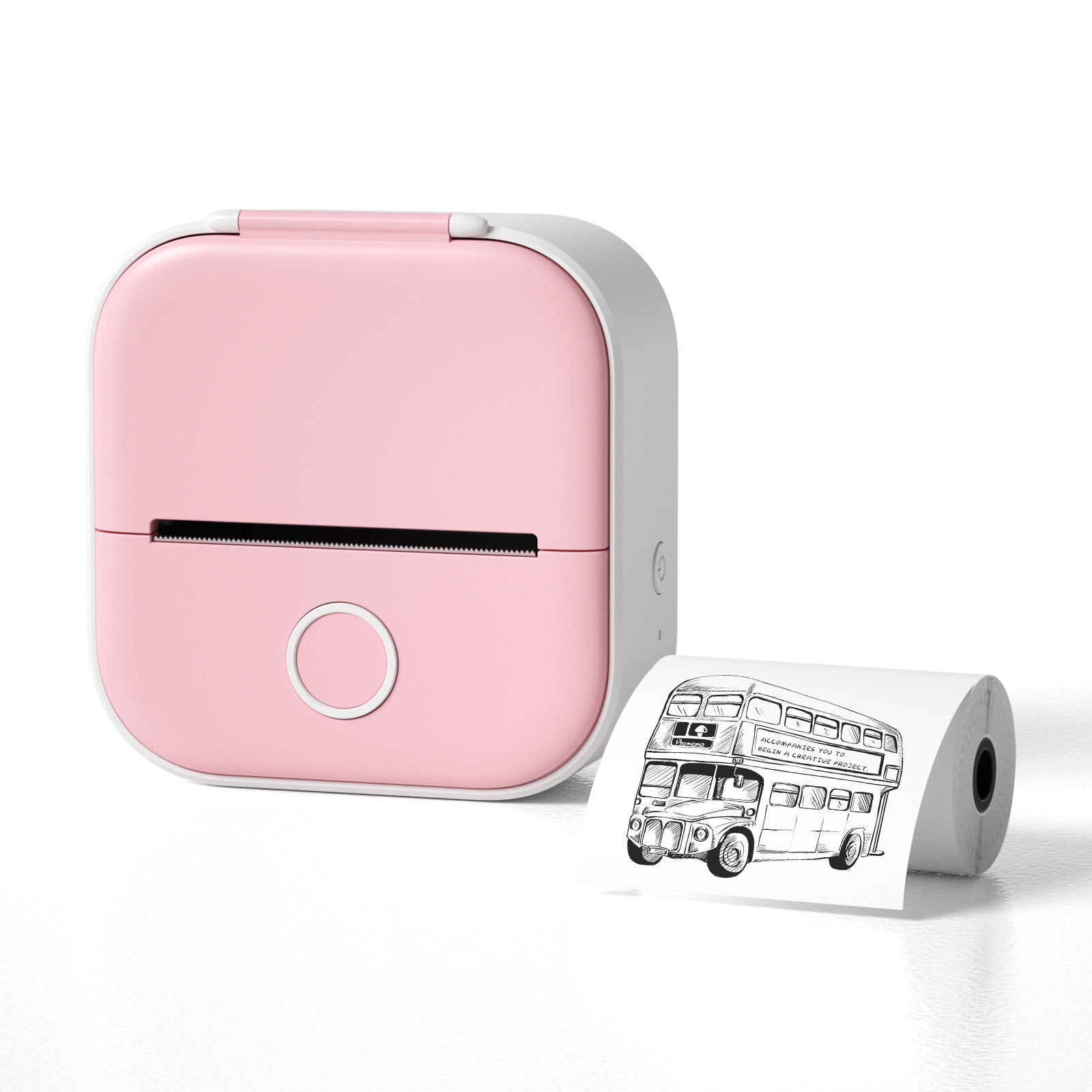 Cubierta Rosa para impresora + 1 rollo de papel adhesivo de 53mm*1m