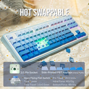 Mercados en línea chinos AJAZZ AK870 87 teclas RGB Teclado inalámbrico con cable Tri-mode BT 2,4G Teclado mecánico para juegos Tipo C - Product Image 5