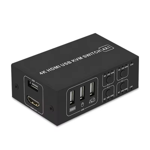 Justlink 4x1 HDMI2.0 KVM交换机4端口USB KVM HDMI交换机，带野兔显示器鼠标键盘和桌面控制器 - Product Image 1