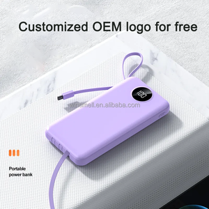 Dahili 4 kablo ile 2025 son ince taşınabilir şarj güç banka 10000mAh PowerBanks 20000 MAh harici pil kordon ile - Product Image 3