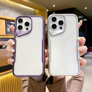 Plating Small Waist High Clear Phone Case for iPhone 12 13 14 15 Pro Max Creative Camera Frame Transparent Back Cover <strong>Shell</strong> - Product Image 5