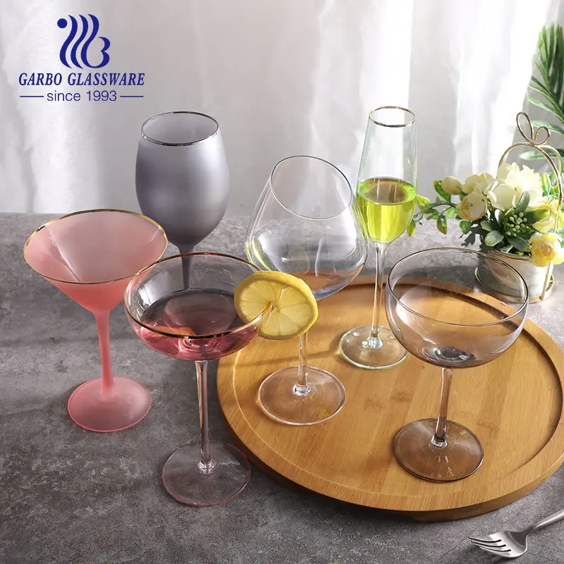 Copas de vino con borde antiguo y plateado, copas para vino, cóctel de flauta de champán y Martini con Apto para lavavajillas, colores Rosa, Verde, gris y azul personalizados