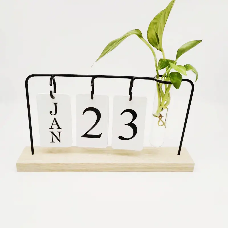 Календарь Настольный в скандинавском стиле, простой железный со стеклянной вазой, планировщик, отображение недели, даты, украшение для офиса
