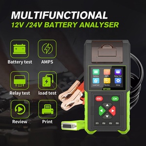 BT500 araba pil Test cihazı yazıcı ile 12/24V renkli ekran yük testi/röle Test/kaçak algılama akü analizörü - Product Image 3