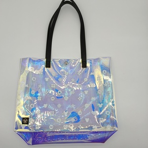 Blue Laser PVC <strong>Bags</strong> Mouse Logo With Rubber and Magnetic Button Closure on Top 0.4MM Thickness