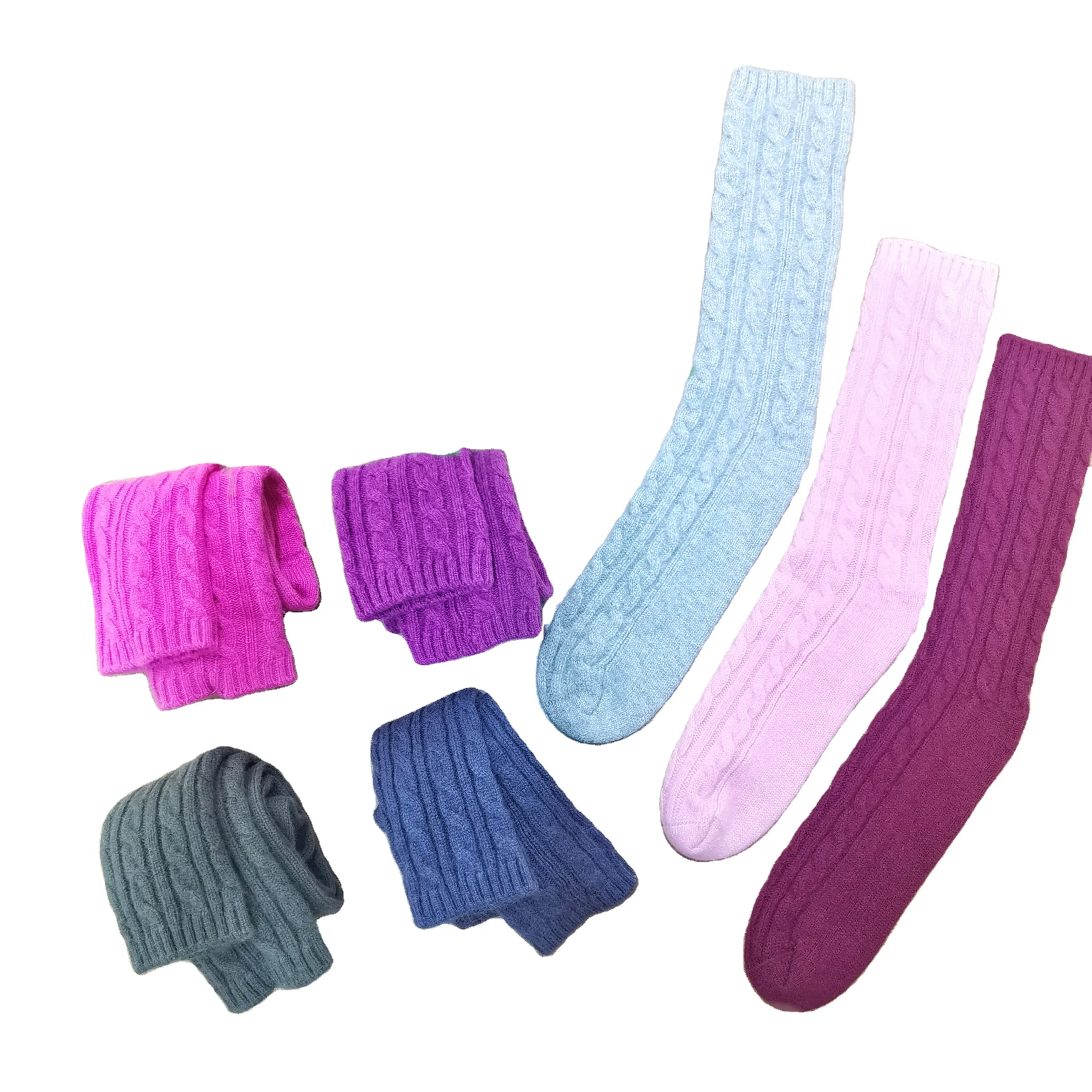 2024 Classical Knitted Wholesale Cashmere Socks for lady