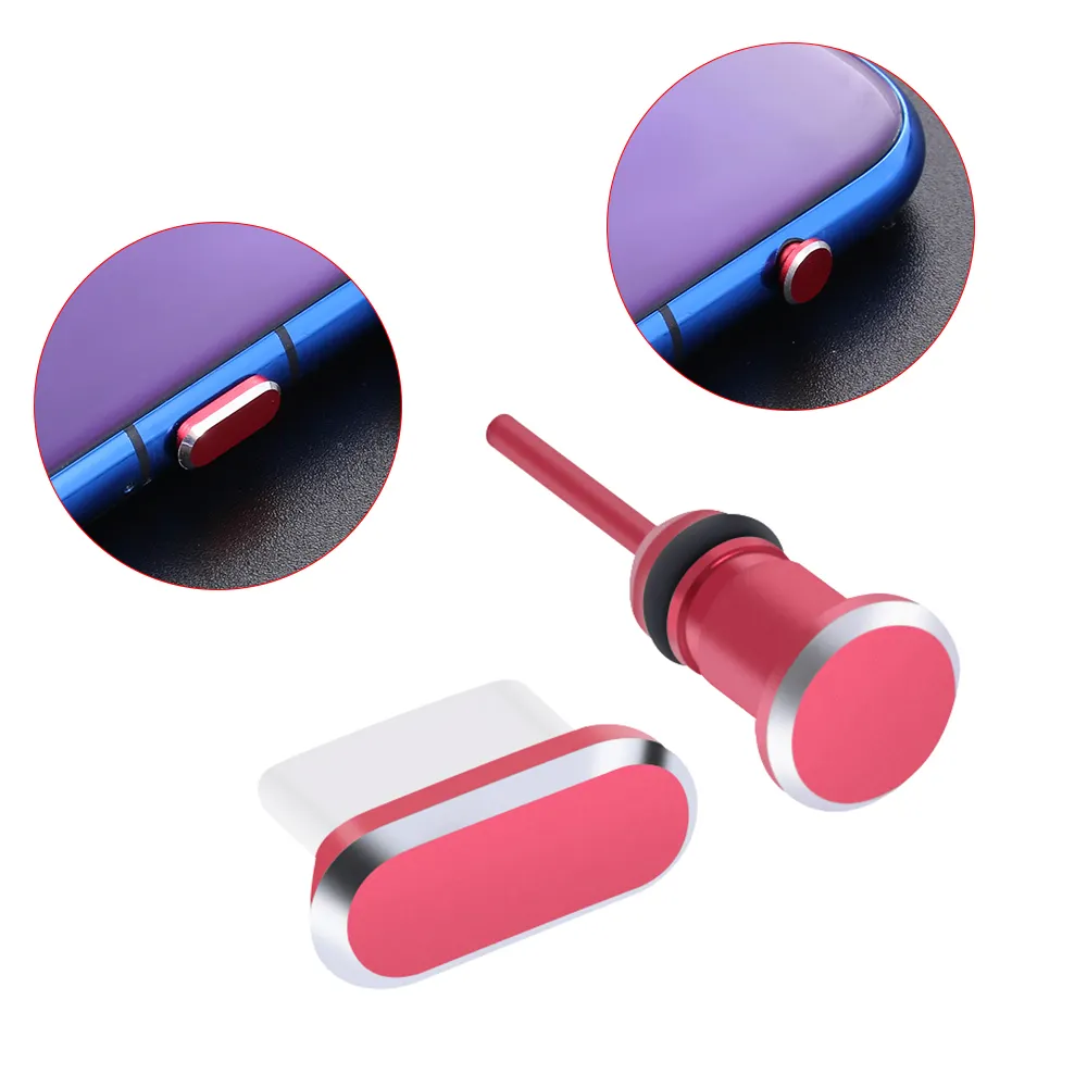 De Metal colorido tipo C puerto de carga Anti-polvo de 3,5mm para auriculares Jack polvo Plug para Samsung S10 accesorios del teléfono