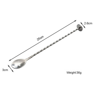 UJ-WT071B <span class=keywords><strong>Bar</strong></span> araçları 25.5cm Spiral paslanmaz çelik kokteyl kaşığı