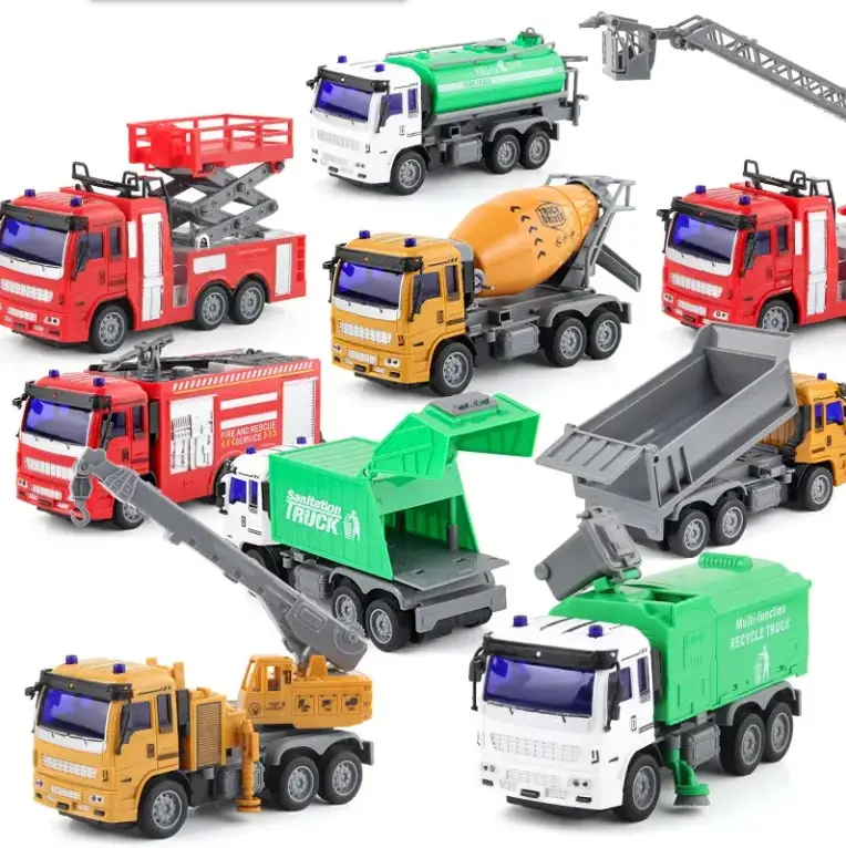 Caminhão de controle remoto, 9 estilos, caminhão de combate a incêndio, brinquedo, guindaste em plástico, construção, veículo rc para criança