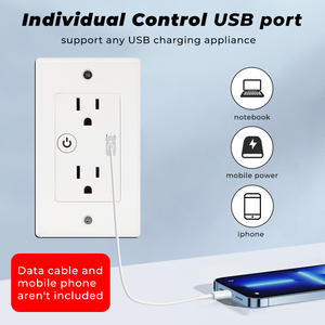 美国标准图亚电气墙壁插座和开关，带USB应用程序遥控AC100V-240V语音控制定时设置 - Product Image 6