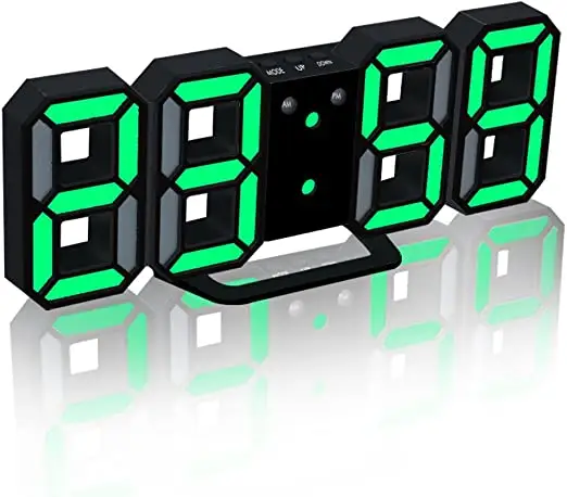 Jam dinding meja LED 3D Digital, arloji lampu malam, jam Alarm untuk gudang kantor ruang keluarga 12/24 jam kecerahan dapat disesuaikan