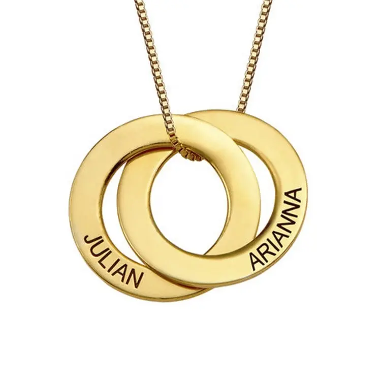 Colar de anel russo com gravura, nome personalizado, anéis, colar, nome personalizado, dia dos namorados, mãe