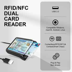 ZOWEETEK 2 In 1 lettore di Smart Card Contactless RFID NFC lettore di schede Writer & Contact EMV ATM CAC ID IC SIM SIS lettore di carte di credito - Product Image 2