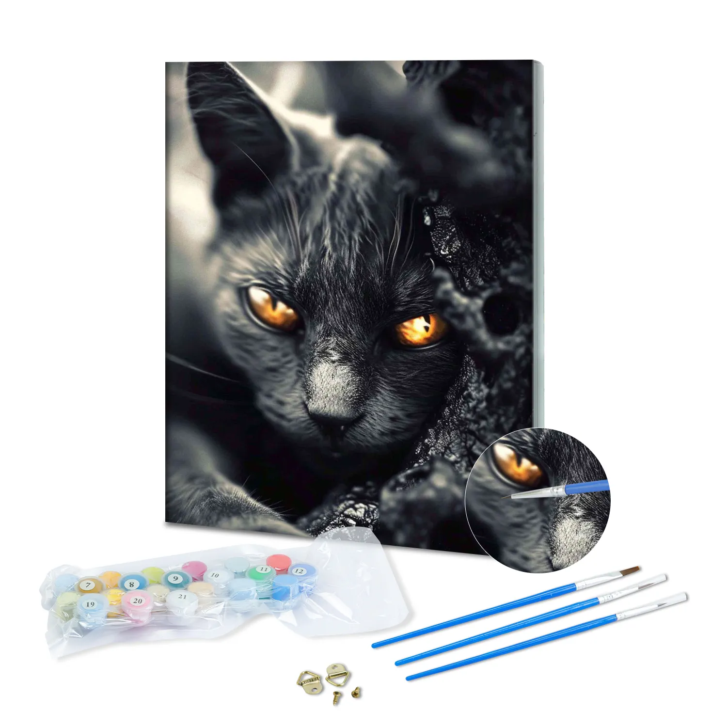 Top fashion desenho de fotos personalizadas DIY pintura de gato preto por número pintura a óleo interior pintura decorativa de luxo