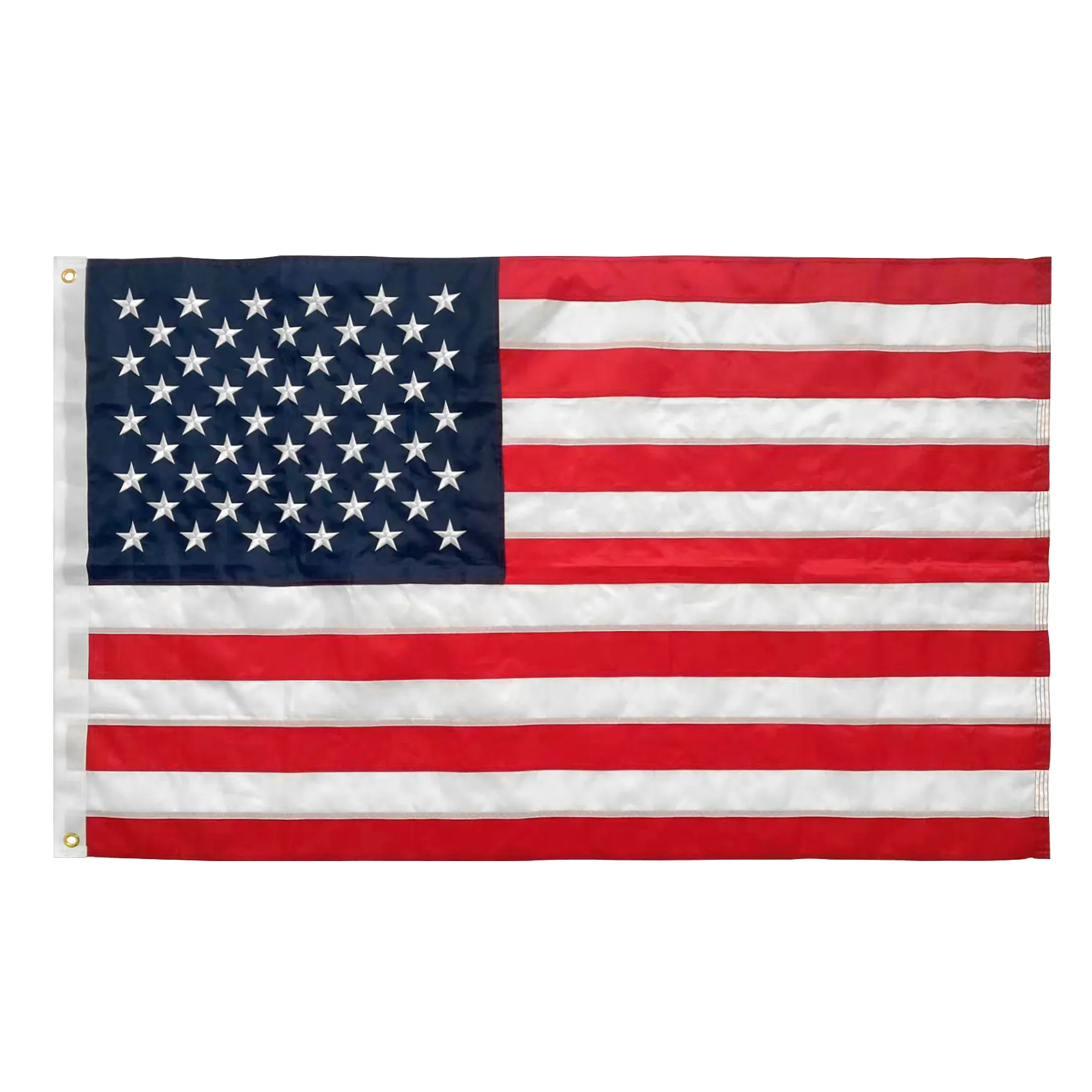 Popular 2023 gran bordado americano EE. UU. Bandera de lujo impermeable bordado bandera y pancartas de Estados Unidos para exteriores