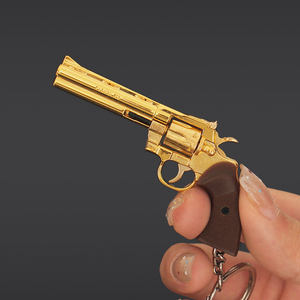 Giá rẻ thực tế 7cm kim loại súng hình dạng Keychain lắp ráp Python 357 Bạc 1:3 Python 357 khẩu súng Đen 70mm Đồ chơi súng Keychain - Product Image 3
