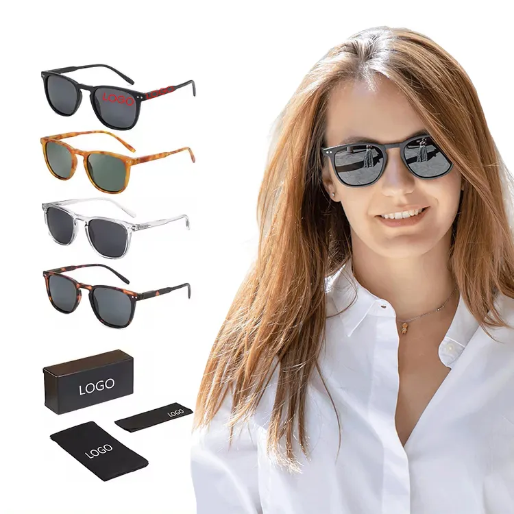 Óculos de sol retrô clássico UV400 polarizado, óculos de sol com logotipo personalizado, preço barato, promoção por atacado, tendência de 2024