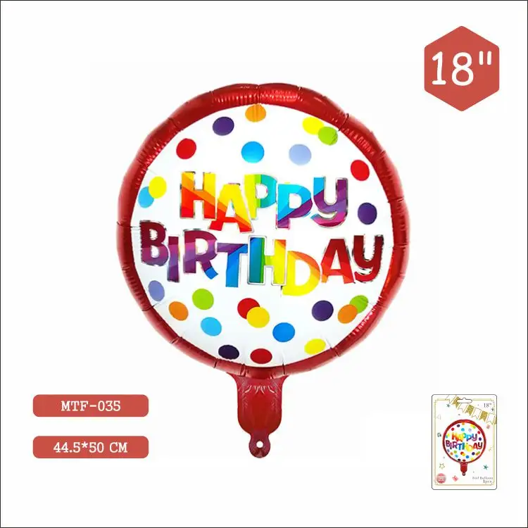 Vendite dirette della fabbrica di MTF 18 pollici forma rotonda pois buon compleanno pubblicità cina palloncini Mylar Logo personalizzato Globos