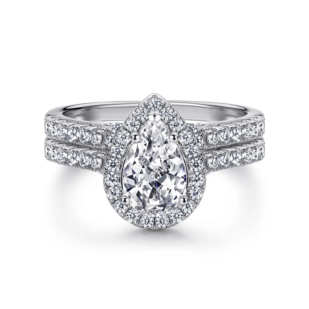Fine Custom Phụ Nữ Thời Trang Luxury Water Drop S925 Bạc 9K 10K 14K 18K 24K Vàng Vàng Rose Kim Cương Moissanite Gem Wedding Ring