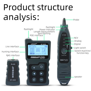 NF-8209 Wire Tracker Tester per cavi di rete test di continuità misurazione della lunghezza scansione del cavo porta di test POE Flash - Product Image 4