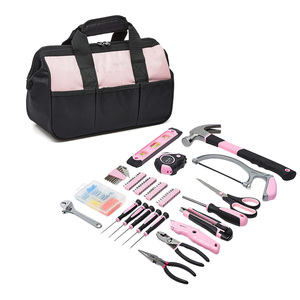 Basics Household Repair Tool Set with Tool Bag 165 Piece Pink Hand Tool <strong>Kit</strong> - Product Image 1