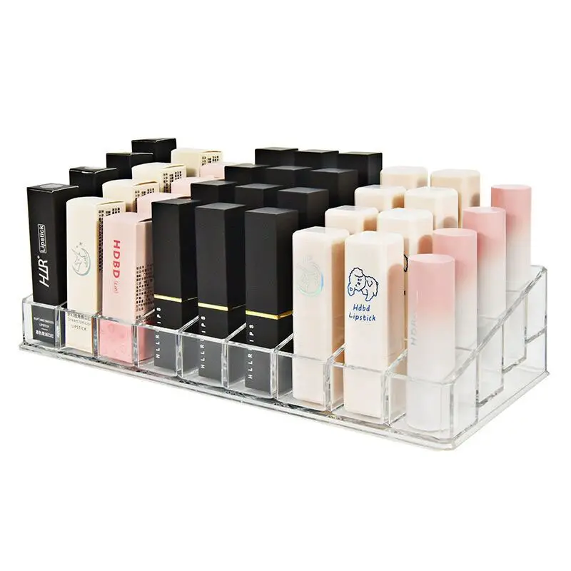 Klarer Acryl Desktop Staub dichter Makeup Organizer Lip gloss Stand Lippenstifte Organizer Box für 36 GRID LIPSTICK HOLDER