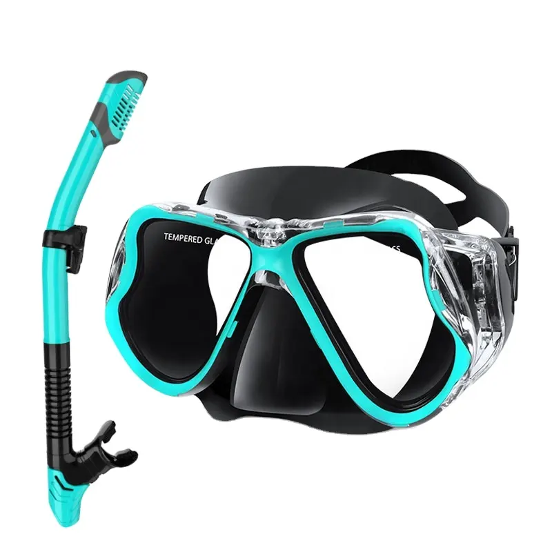 Maschera da snorkeling per immersioni subacquee in Silicone di alta qualità Set Dry Top Snorkel Kit maschera da nuoto antiappannamento a 2 lenti miglior Set da snorkeling per immersione adulti