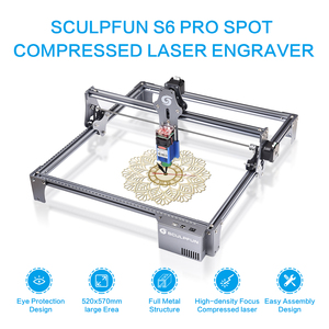 SCULPFUN S6 פרו מכונת חריטת עץ לייזר חותך 60W cnc לייזר מכונת חיתוך עם מחיר טוב