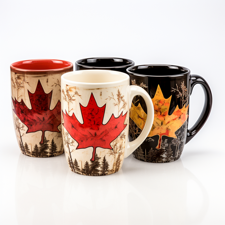 Mug keramik desain daun maple kustom Kanada pemasok souvenir pesanan jumlah besar mug hadiah keramik pribadi pabrik grosir