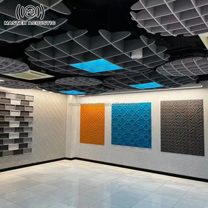 主声学吸音天花板瓷砖悬浮声宠物天花板100% 聚酯吸音板DIY天花板 - Product Image 5