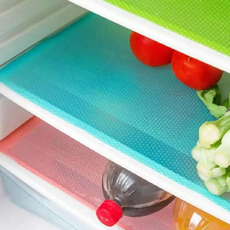 เสื่อปูรองตู้เย็น EVA 4ชิ้น/ถุงเสื่อปูรองสำหรับเก็บอาหารกันเปื้อนตู้เย็นสะอาด