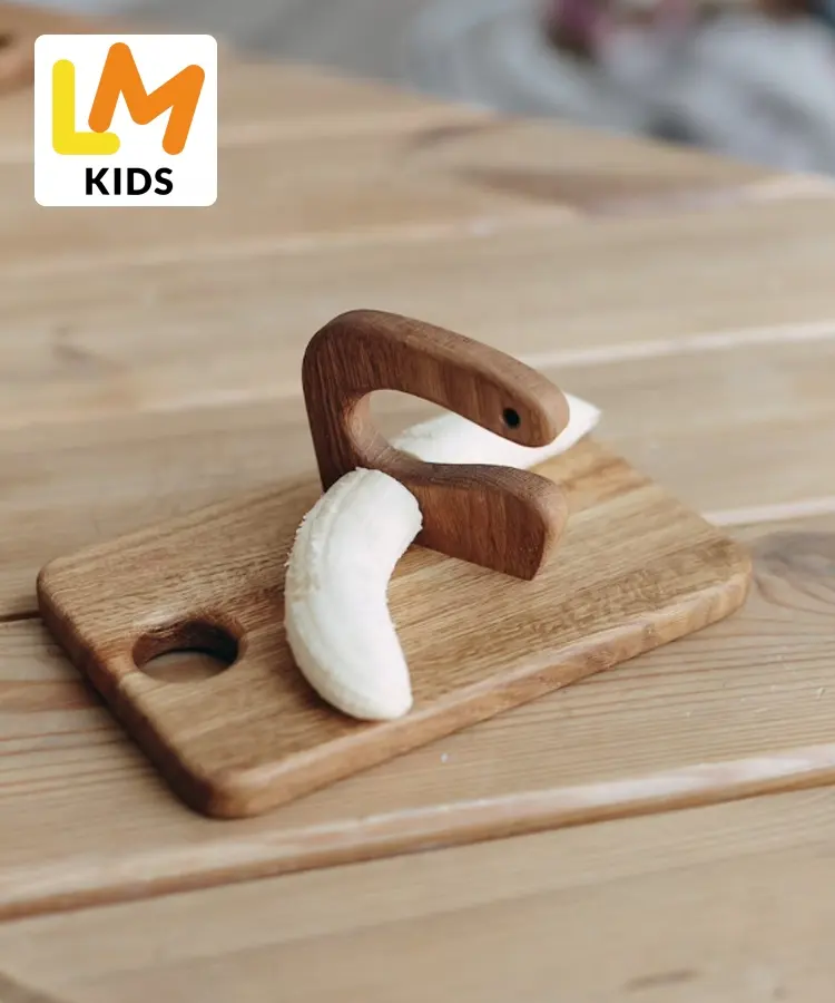 LM KIDS juguetes de madera Montessori educación temprana niños juego de cocina cuchillo de madera seguro para niños cuchillo montessori