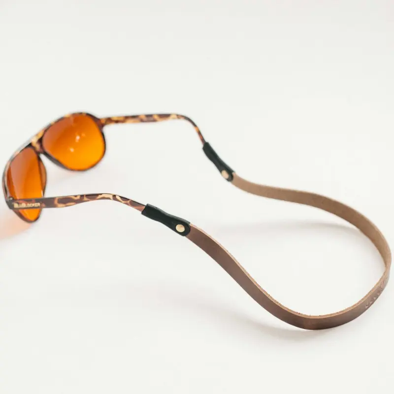 Correa de cordón para cuello y gafas de sol con cadena de neopreno de cuero genuino