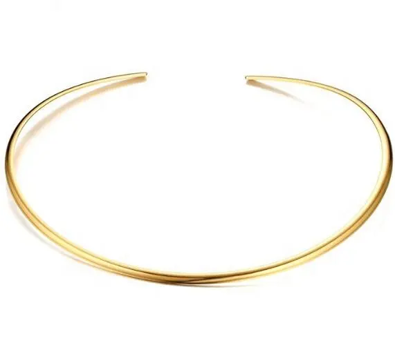 Nuovo modo semplice collare 14 CENTIMETRI in acciaio inox oro della signora dei monili della collana del collare