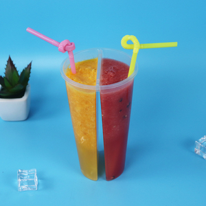 Split Twin <strong>Cups</strong> Half and Half Double Enjoy Plastic <strong>Cup</strong> Cheap Price 24oz 700ml <strong>2</strong> Compartment - Product Image 4