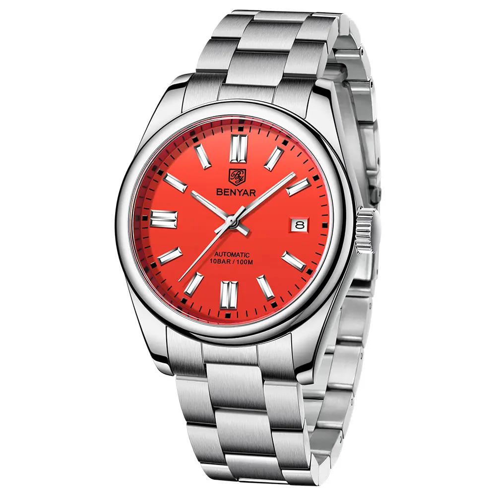 Benyar 5185 2021 Luxe Automatische Horloge 10bar Waterdicht Heren Horloge Mechanische Sport Rvs Heren Duiken Horloge