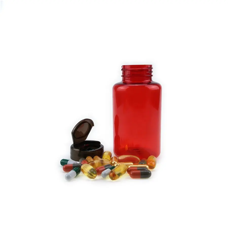 150ml Ready to ship Flip Top Wide Mouth HDPE round Gum Tear Open Plastic 100cc Calcium Tablet Bottle Plastic Medical Pill Bottle