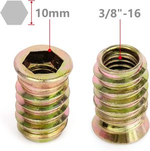 Inserti in lega di zinco placcato a doppio inserto filettato dado D tipo alette per mobili in legno tenero
