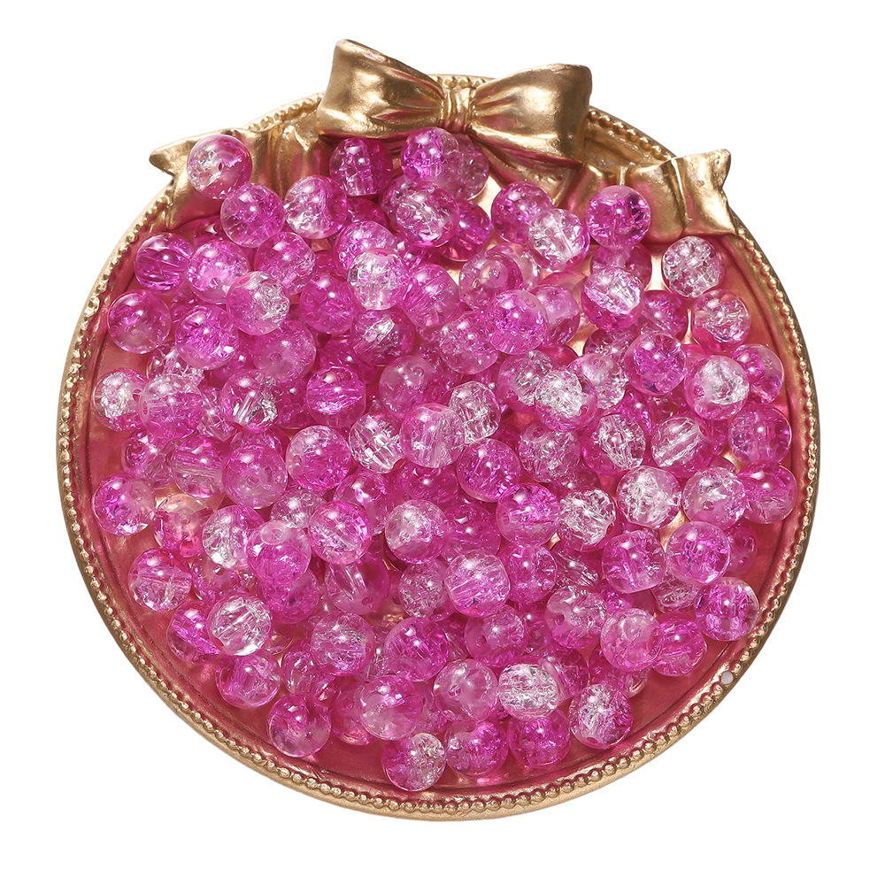 Perles de verre craquelé bicolores - rose et blanc