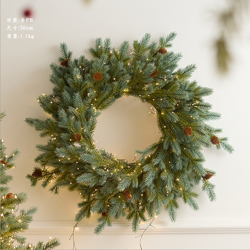 Green 50cmpe wreath with lamp usb200 lamp