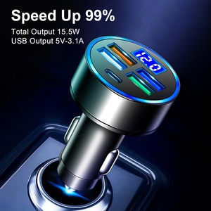 Wholesale 4USB Type-C Digital Display Car <strong>Charger</strong> <strong>One</strong>-to-Five Multi-Port <strong>Charger</strong> with 15W Output Power 0.5A OTP for Earphones - Product Image 3