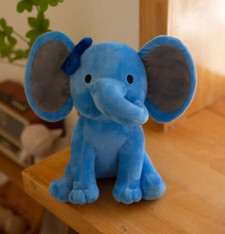 Elefante boneca de pelúcia bebê sono brinquedo macio personalizado pelúcia popular cinza branco olhos elefante travesseiro de pelúcia
