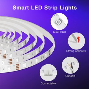 Tuya Smart 5050RGB самоклеящаяся Светодиодная лента 100 футов 24-клавишная Удаленная Android/iOS приложение для дистанционного управления IP65 Номинальная черная печатная плата ПК - Product Image 4