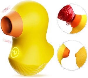 7振動黄色のホットセックス製品Mr. Duckかわいい吸盤シリコン胸吸う大人のおもちゃ