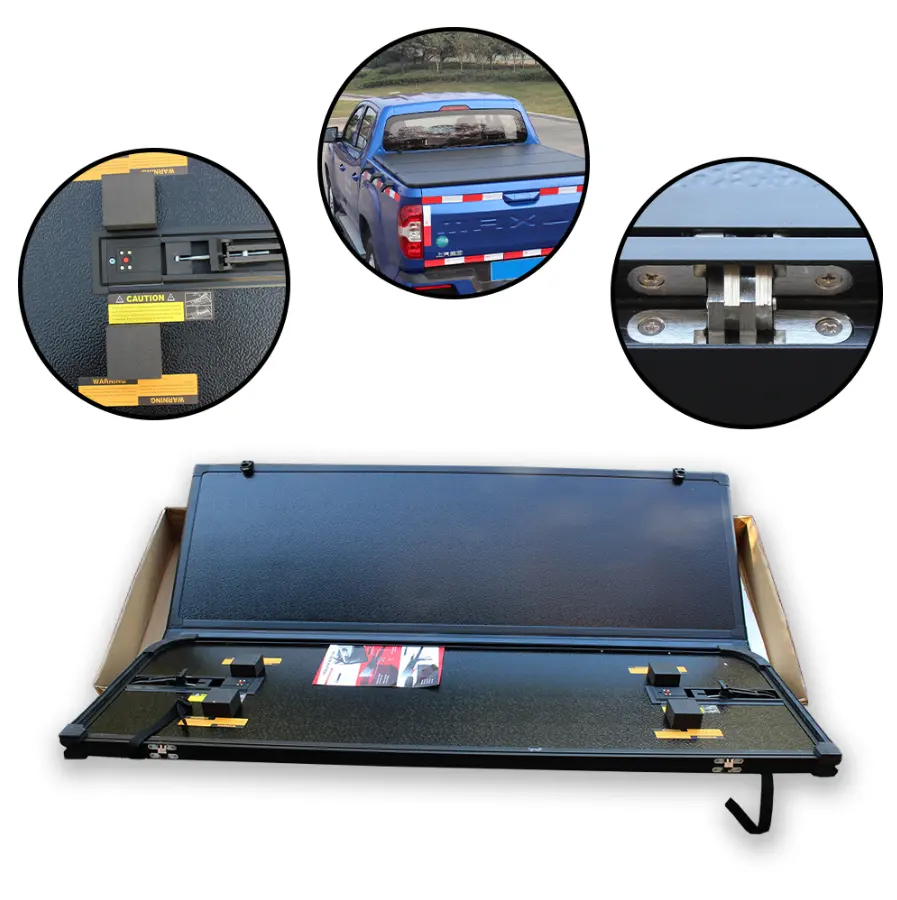 Il più venduto pick up truck tri-fold tonneau cover per JAC T8 vendita calda coperchio della vasca posteriore in alluminio impermeabile durevole