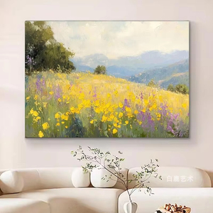 モダンなシンプルなリビングルーム装飾アート絵画手描きの山の花咲く印象油絵キャンバスアート