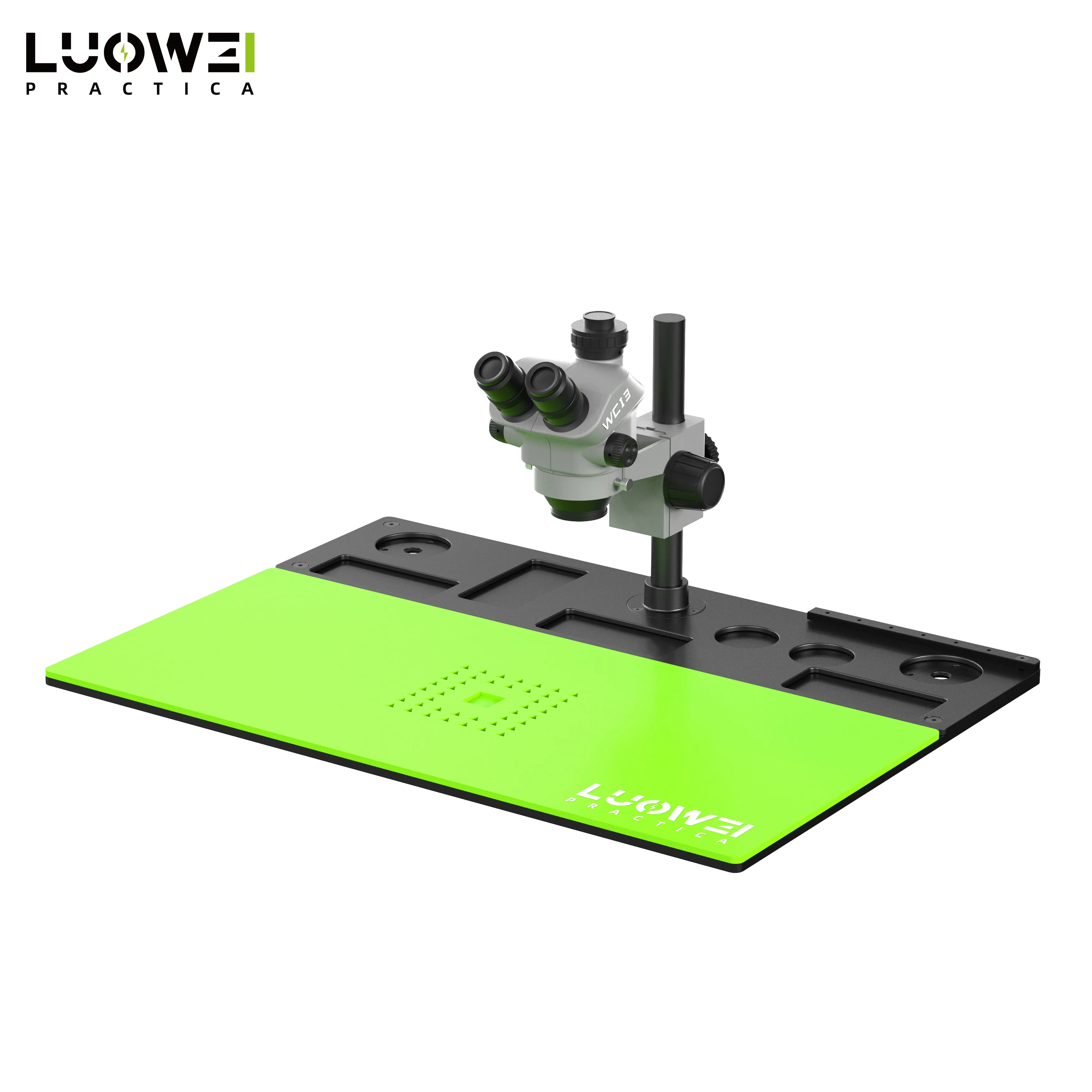 LUOWEI WCI3 7050-TV-M1 Microscopio triocular 7X-50X Microscopio de base grande Zoom continuo para reparación de teléfonos móviles