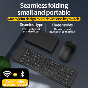 Combo de ratón de teclado inalámbrico de modo Dual Bluetooth plegable portátil 1600 DPI juego de ratón de teclado silencioso recargable para ordenador portátil - Product Image 2