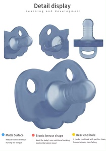100% cấp thực phẩm Silicone bé núm vú BPA Free thân thiện với môi/không độc hại biểu tượng tùy chỉnh lỏng làm dịu <span class=keywords><strong>Teether</strong></span> dòng chảy trung bình bé - Product Image 2